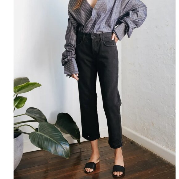 J Brand Ivy High Rise Crop Straight Leg Black Jeans 29 NWT - Picture 2 of 16